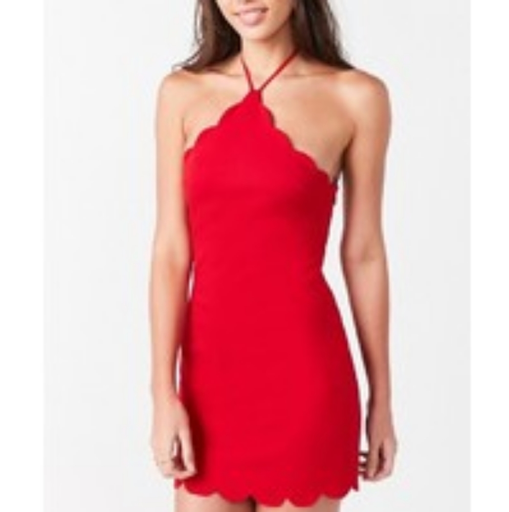 Urban Outfitters Kimchi Blue Red Scallop Valentine Mini Dress - M